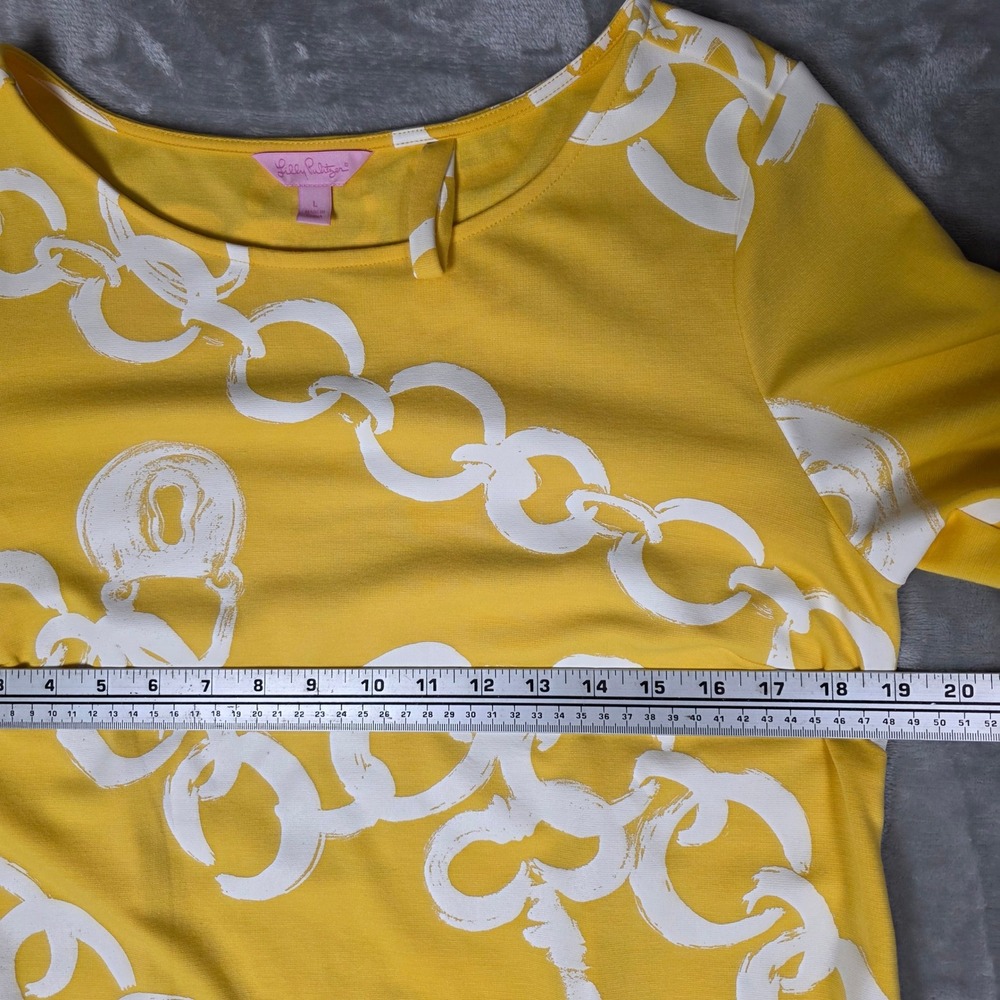 Lilly Pulitzer Yellow & White Chain Print Midi Dress - Picture 12 of 12